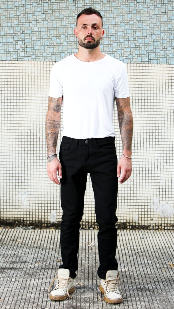 ISLAND LEO STRETCHABLE JET BLACK MENS JEANS