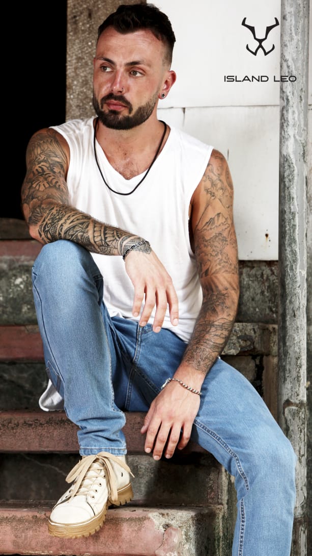 ISLAND LEO STRETCHABLE LIGHT SKY BLUE MENS JEANS - Image 4